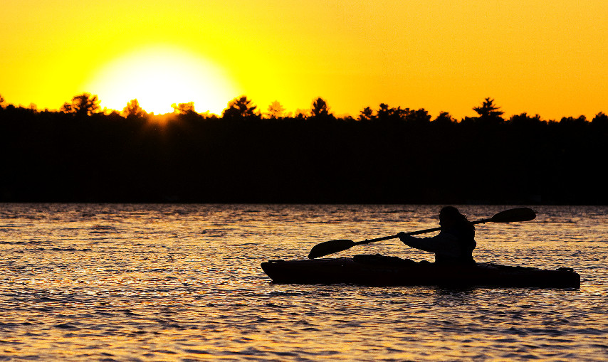 Kayaking During Sunset on Cape Cod